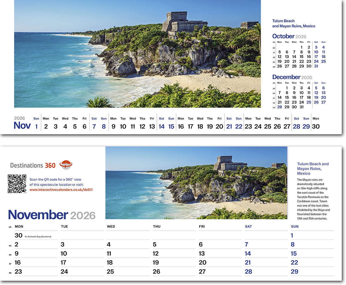 Destinations360 Note Station Desk Calendar