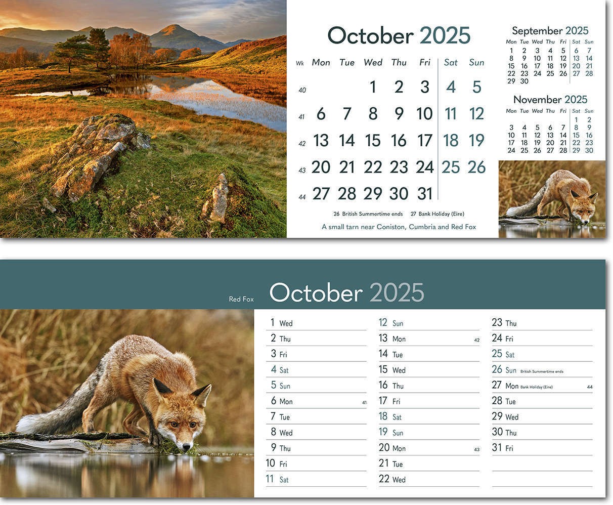 Rural Britain Premium Lined Easel Desk Calendar