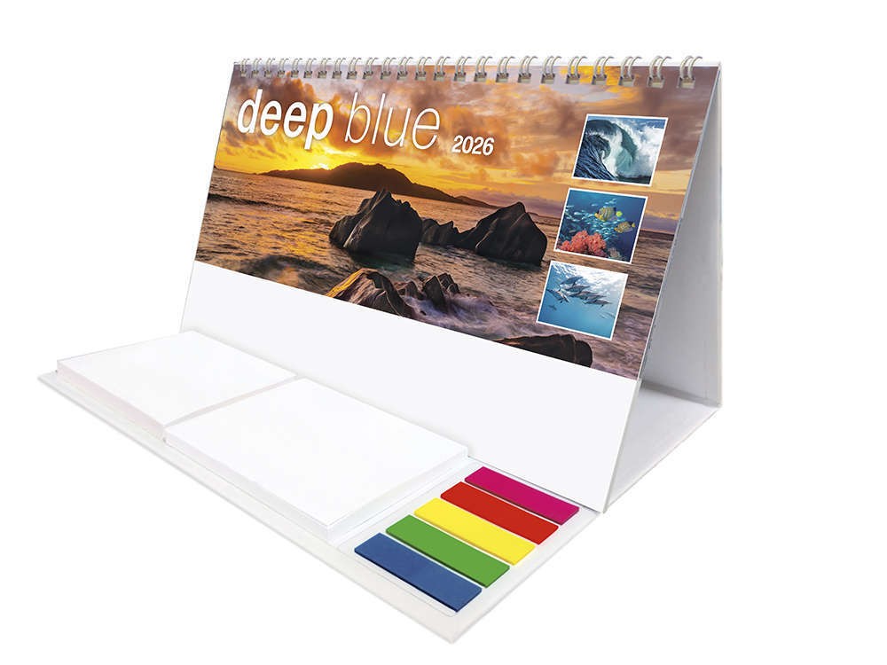 Deep Blue Note Station Desk Calendar